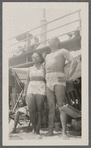 Teresa and Eduardo Roldan in sunglasses at the beach, c. 1940s