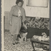 Teresa Roldan in living room with German Shepherd
