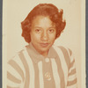 Teresa Roldan dressed in stripes for formal portrait