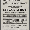 Promotional flier for Servais Le Roy performing at the Heckscher Theatre