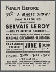 Promotional flier for Servais Le Roy performing at the Heckscher Theatre