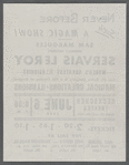 Promotional flier for Servais Le Roy performing at the Heckscher Theatre