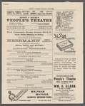 Program for Alexander Herrmann's appearance at Henry C. Miner's People's Theatre