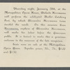 Invitation to Adelaide Herrmann performing bullet catching trick at Metropolitan Opera House