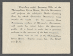 Invitation to Adelaide Herrmann performing bullet catching trick at Metropolitan Opera House