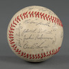 Baseball signed by Jackie Robinson, Roy Campanella, and other teammates of the 1952 Brooklyn Dodgers team