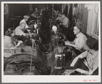 Workers in the small ladies coat factory in Colchester, Connecticut (Levine & Levine ladies coats). Most of the workers live on farms nearby.