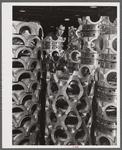 Aircraft motor casings at the Pratt and Whitney Aircraft Corporation. East Hartford, Connecticut.