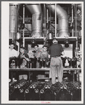 Cylinders for Pratt and Whitney engines being painted. East Hartford, Connecticut.