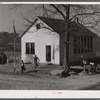 Children at a county school house in Ledyard, Connecticut getting out at lunch hour.