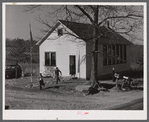 Children at a county school house in Ledyard, Connecticut getting out at lunch hour.