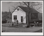 Children at a county school house in Ledyard, Connecticut getting out at lunch hour.