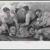 A poster advertising the wrestling side show at a small carnival near Bellows Falls, Vermont.