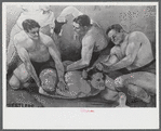 A poster advertising the wrestling side show at a small carnival near Bellows Falls, Vermont.