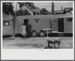 Visitors inspecting the trailer exhibit at the Rutland Fair, Rutland, Vermont.