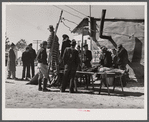 Crowds at the travelling sideshow "crime museum" near Fort Bragg, North Carolina.