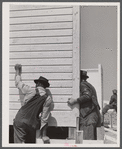 Putting up a wall in one of the prefabricated houses being built at Pacolet, South Carolina for farmers moved out of Camp Croft area.