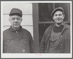 Portrait of two workers at the Bath Iron Works. Bath, Maine.