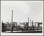 Textile mills seen from a bridge in Woonsocket, Rhode Island.