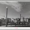Textile mills seen from a bridge in Woonsocket, Rhode Island.
