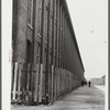 Outside of a large textile mill in New Bedford, Massachusetts.