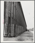 Outside of a large textile mill in New Bedford, Massachusetts.