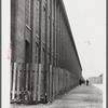 Outside of a large textile mill in New Bedford, Massachusetts.