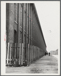 Outside of a large textile mill in New Bedford, Massachusetts.
