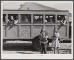 Schoolchildren and bus. Franklin, Heard County, Georgia.