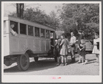 Schoolchildren and bus. Franklin, Heard County, Georgia.