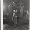 Workers at rolling machine in Washington Tinplate Company. Washington, Pennsylvania.