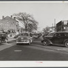 Traffic on the main street of Fayetteville, North Carolina at about five o'clock, when the workers start coming out of Fort Bragg, North Carolina.
