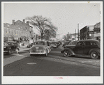 Traffic on the main street of Fayetteville, North Carolina at about five o'clock, when the workers start coming out of Fort Bragg, North Carolina.