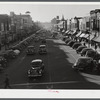Traffic on the main street of Fayetteville, North Carolina at about five o'clock, when the workers start coming out of Fort Bragg, North Carolina.