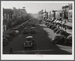 Traffic on the main street of Fayetteville, North Carolina at about five o'clock, when the workers start coming out of Fort Bragg, North Carolina.