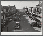 Traffic on the main street of Fayetteville, North Carolina at about five o'clock, when the workers start coming out of Fort Bragg, North Carolina.