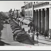 Traffic on the main street of Fayetteville, North Carolina at about five o'clock, when the workers start coming out at Fort Bragg, North Carolina.