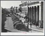 Traffic on the main street of Fayetteville, North Carolina at about five o'clock, when the workers start coming out at Fort Bragg, North Carolina.