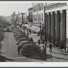 Traffic on the main street of Fayetteville, North Carolina at about five o'clock, when the workers start coming out at Fort Bragg, North Carolina.
