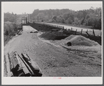 The first paved highway to be built through Heard County. The old bridge at Franklin has not yet been torn down. Franklin, Heard County, Georgia.