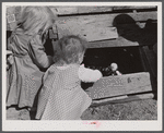 Two of the Smith family children feeding the chickens. Carroll County, Georgia.