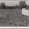 Lots for sale in Childersburg, Alabama. Stakes mark off the separate lots.
