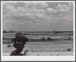 Negro tenant farmer with landscape of the Jackson farm near White Plains, Greene County, Georgia.