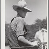Son of Silas Butson, FSA (Farm Security Administration) client, helping to cut the hay. Athens, Vermont.