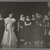 Martha Graham and company onstage with Graham's dog during "Primitive Mysteries"