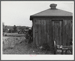 Numbers are painted on all farm building for auctioning in the area being taken over by Pine Camp. Pine Camp, New York.