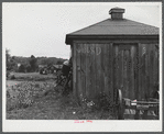 Numbers are painted on all farm building for auctioning in the area being taken over by Pine Camp. Pine Camp, New York.