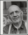 Mr. Merton Hoover, postmaster, sixty-three years old, who loses his position through the wiping out of the town of Sterlingville, New York, in the Pine Camp expansion area. He is moving to West Carthage, New York.