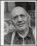 Mr. Merton Hoover, postmaster, sixty-three years old, who loses his position through the wiping out of the town of Sterlingville, New York, in the Pine Camp expansion area. He is moving to West Carthage, New York.