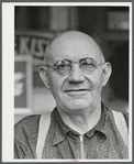Mr. Merton Hoover, postmaster, sixty-three years old, who loses his position through the wiping out of the town of Sterlingville, New York, in the Pine Camp expansion area. He is moving to West Carthage, New York.